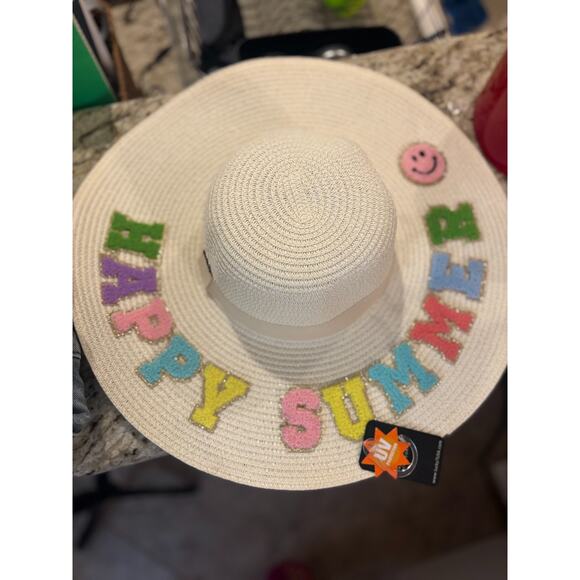Lucky 7 Happy Summer Large Brim Sun Hat UV Protection NEW - Picture 5 of 5